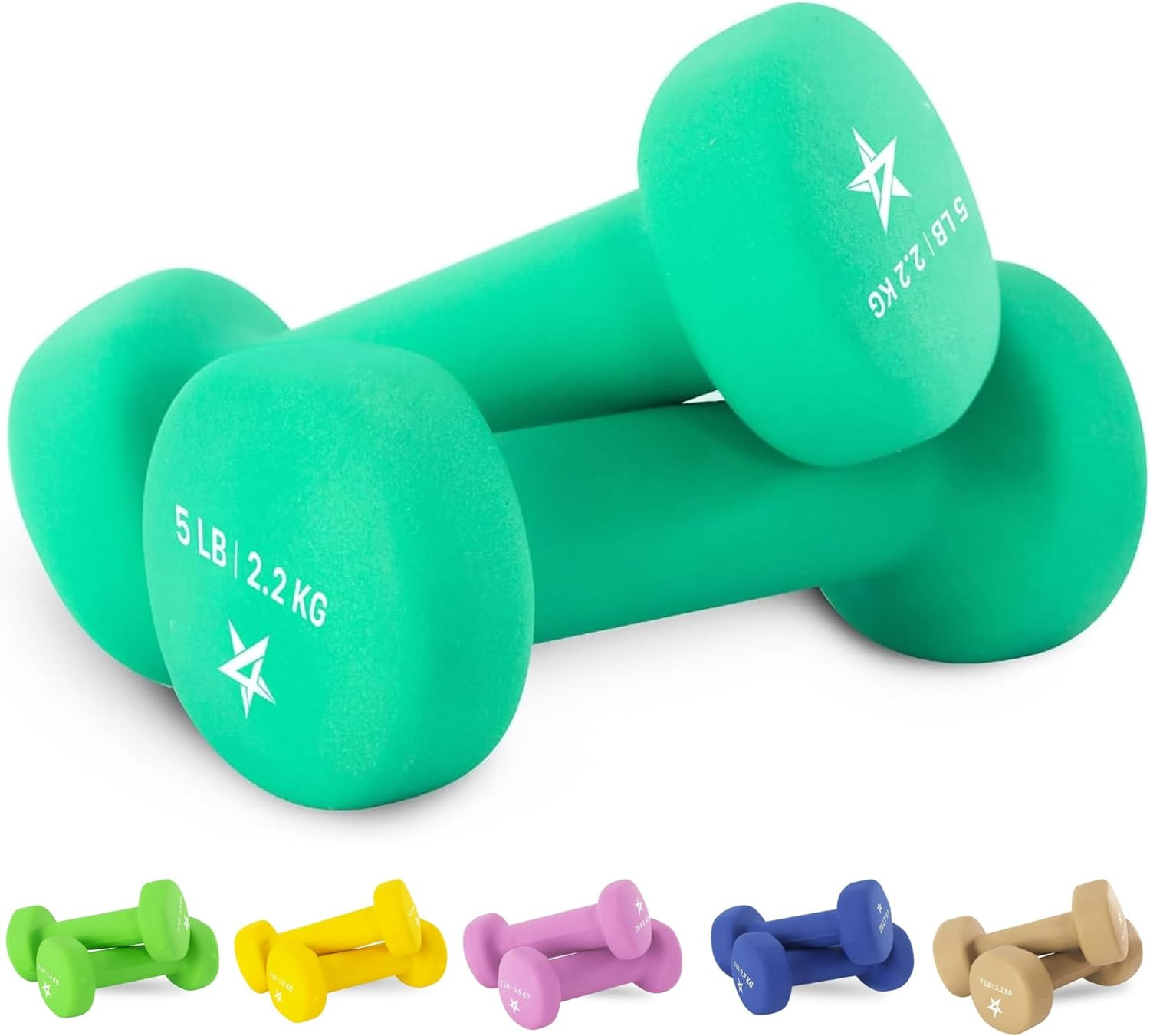 5 Lbs Dumbbells Neoprene with Non Slip Grip – Great for Total Body Workout – ...