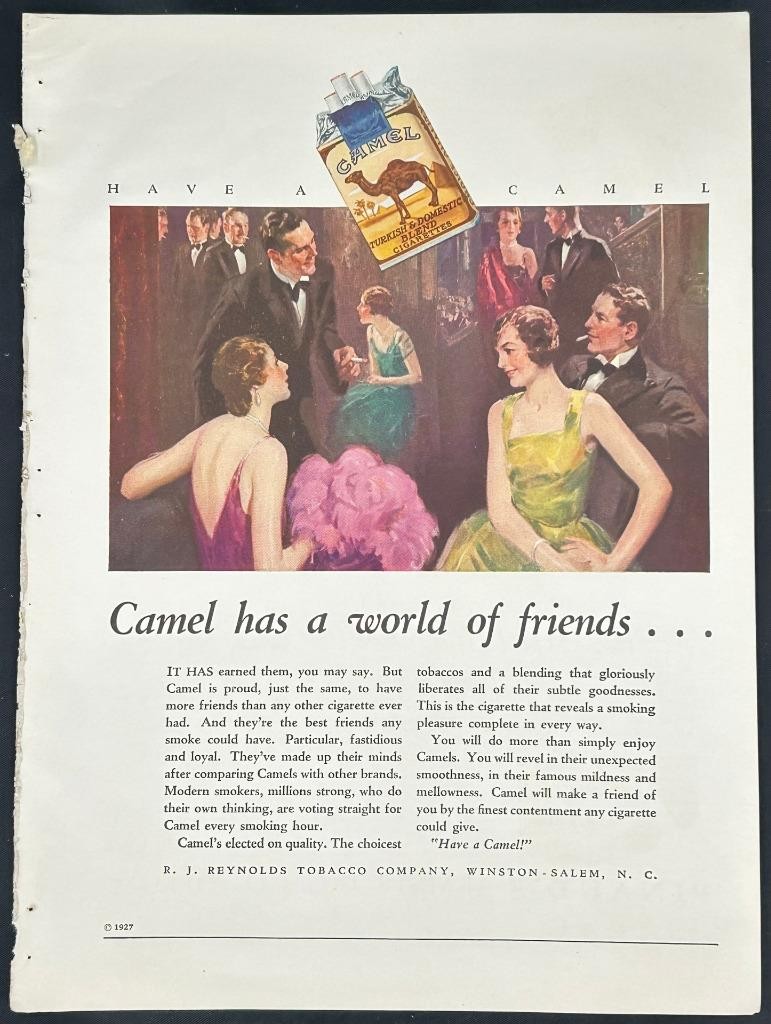 Magazine Ad - 1927 - Camel cigarettes - theatre