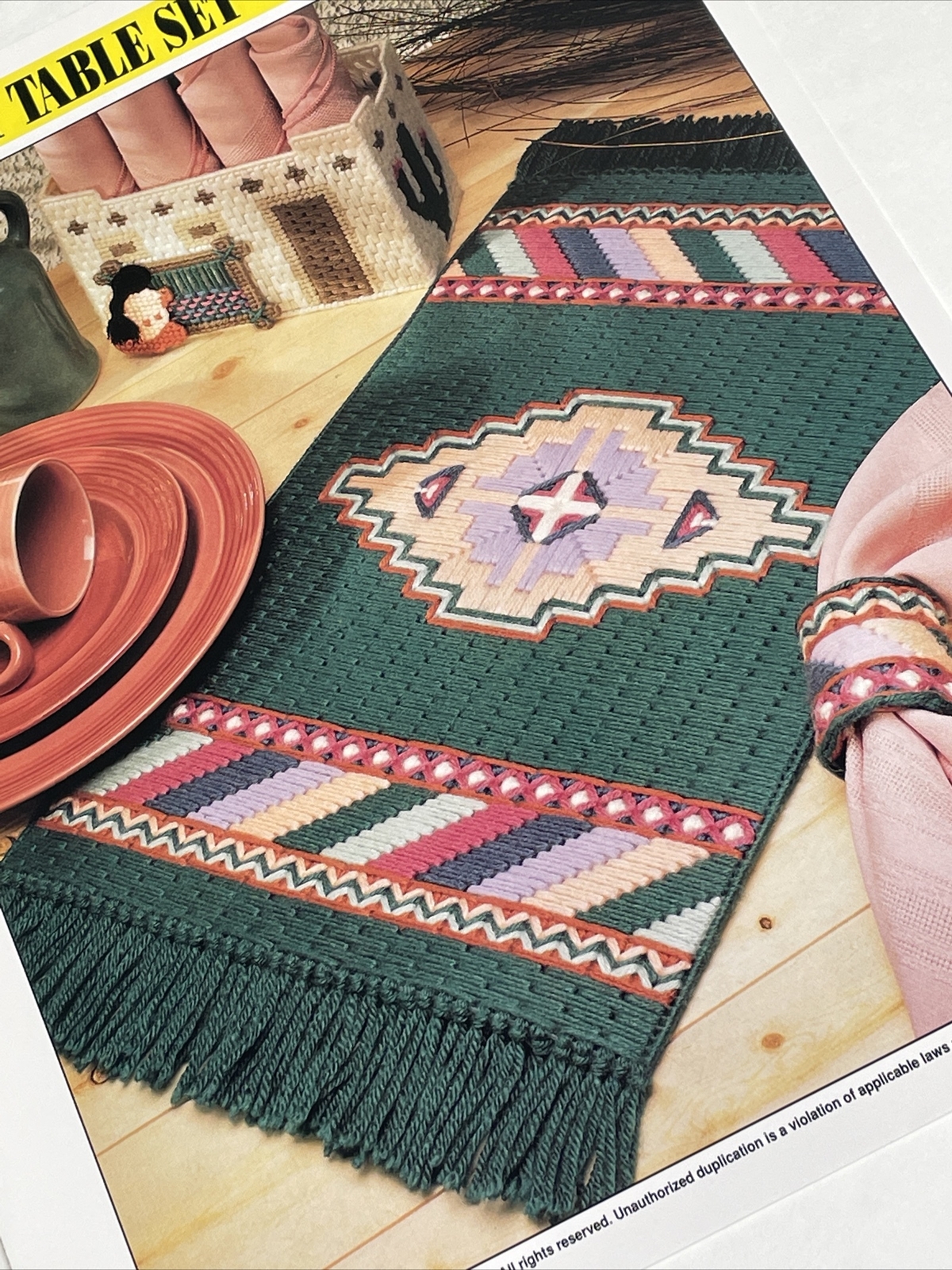 Southwest Table Set Mat Napkin Ring & Holder Annie's Plastic Canvas Pattern