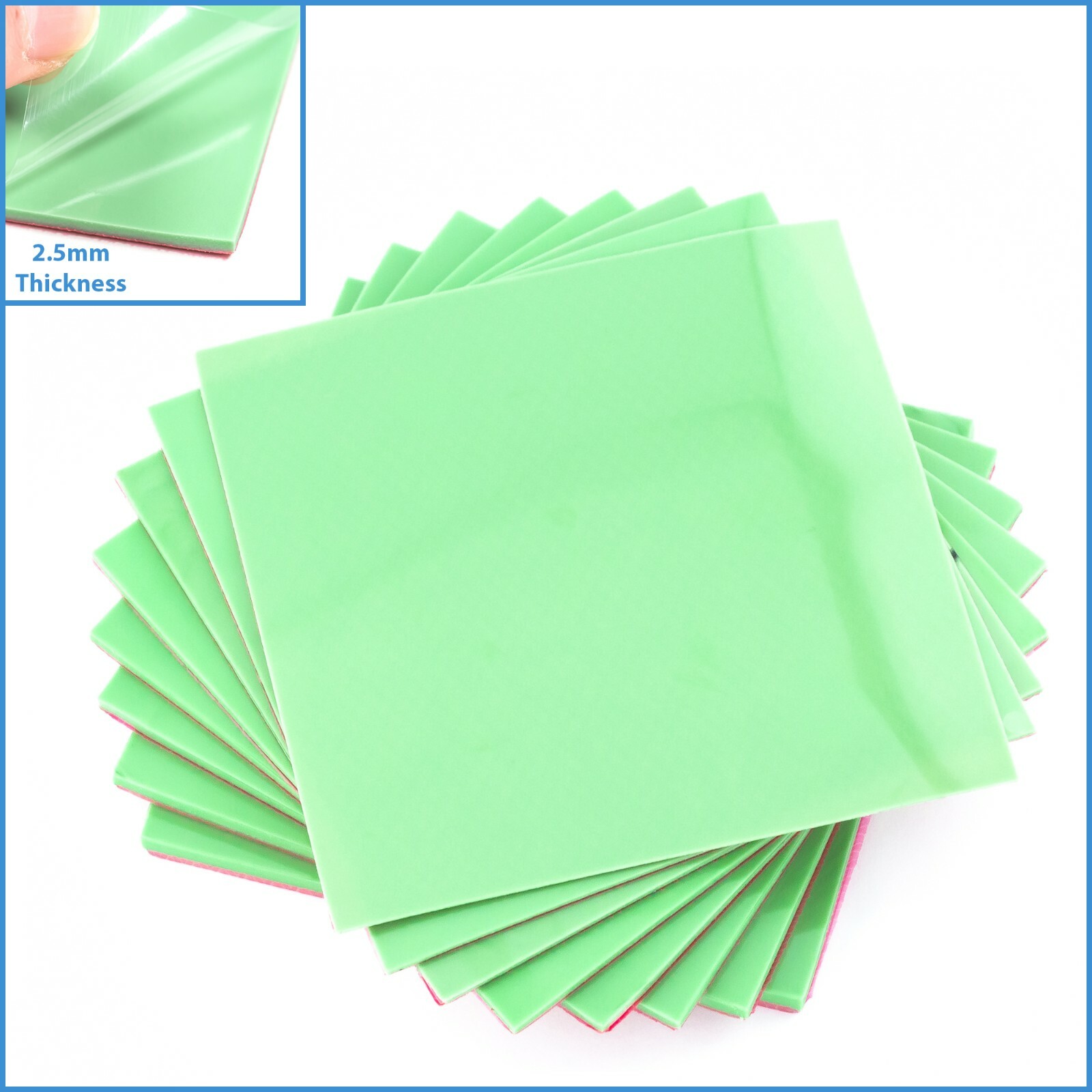 1pc Green 100x 100x 2.5mm Silicone Thermal Pad Sheet Computer CPU VGA Heatsink