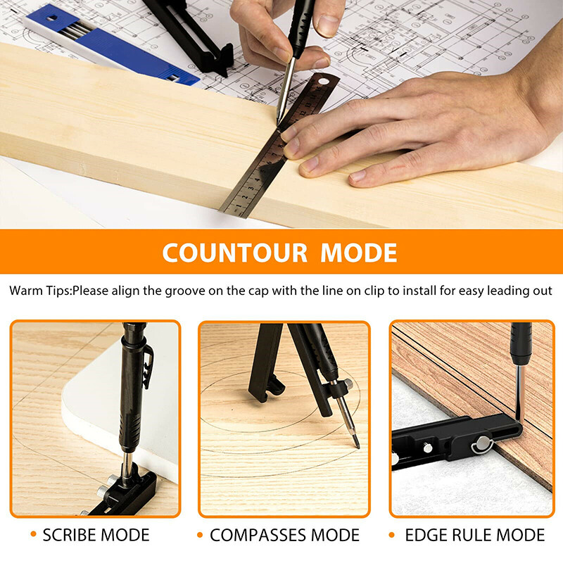 Multi-purpose marking tool -- Aluminium alloy marking tool with deep-well pencil