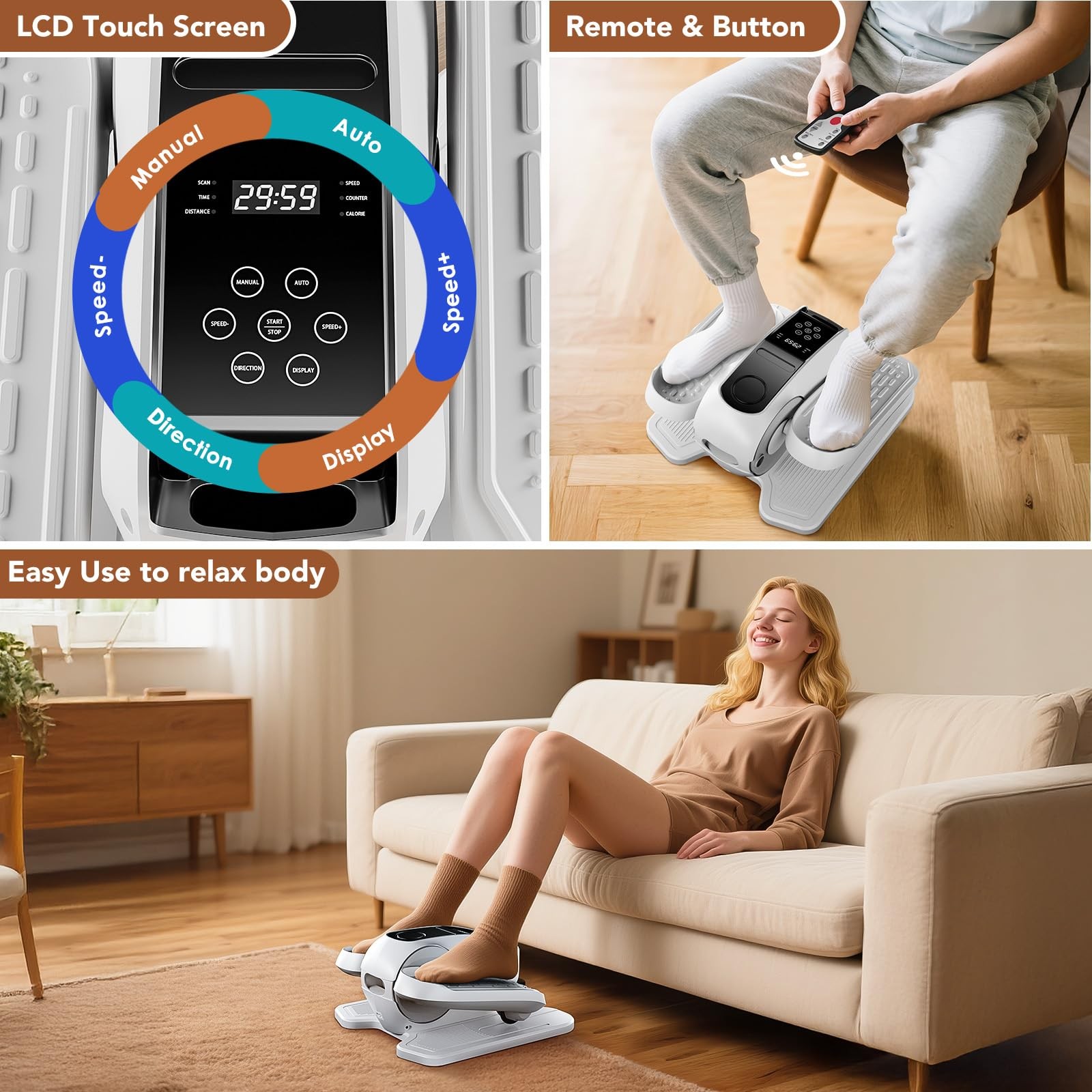 Under Desk Elliptical Exercise Machine, Mini Elliptical Leg Exerciser As See...