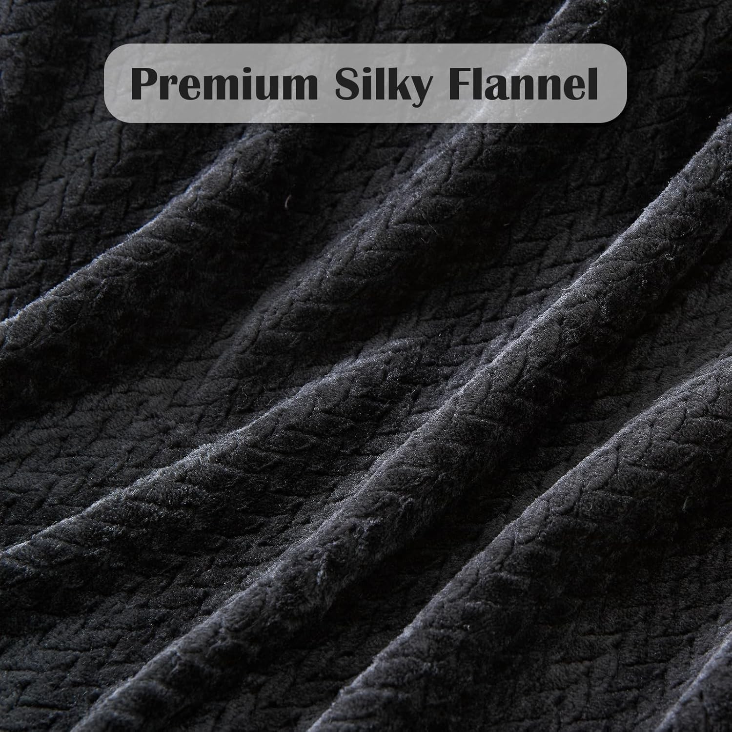 Super Soft Queen Blanket Black Premium Silky Flannel Fleece Leaves Pattern