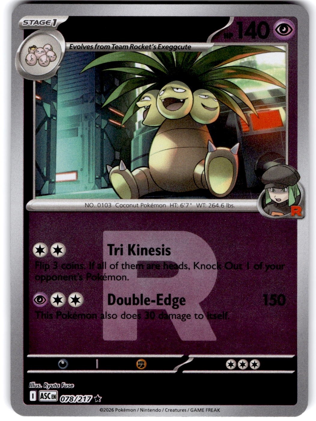 Pokemon Team Rocket's Exeggutor Ascended Heroes 78/217 Team Rocket Pattern