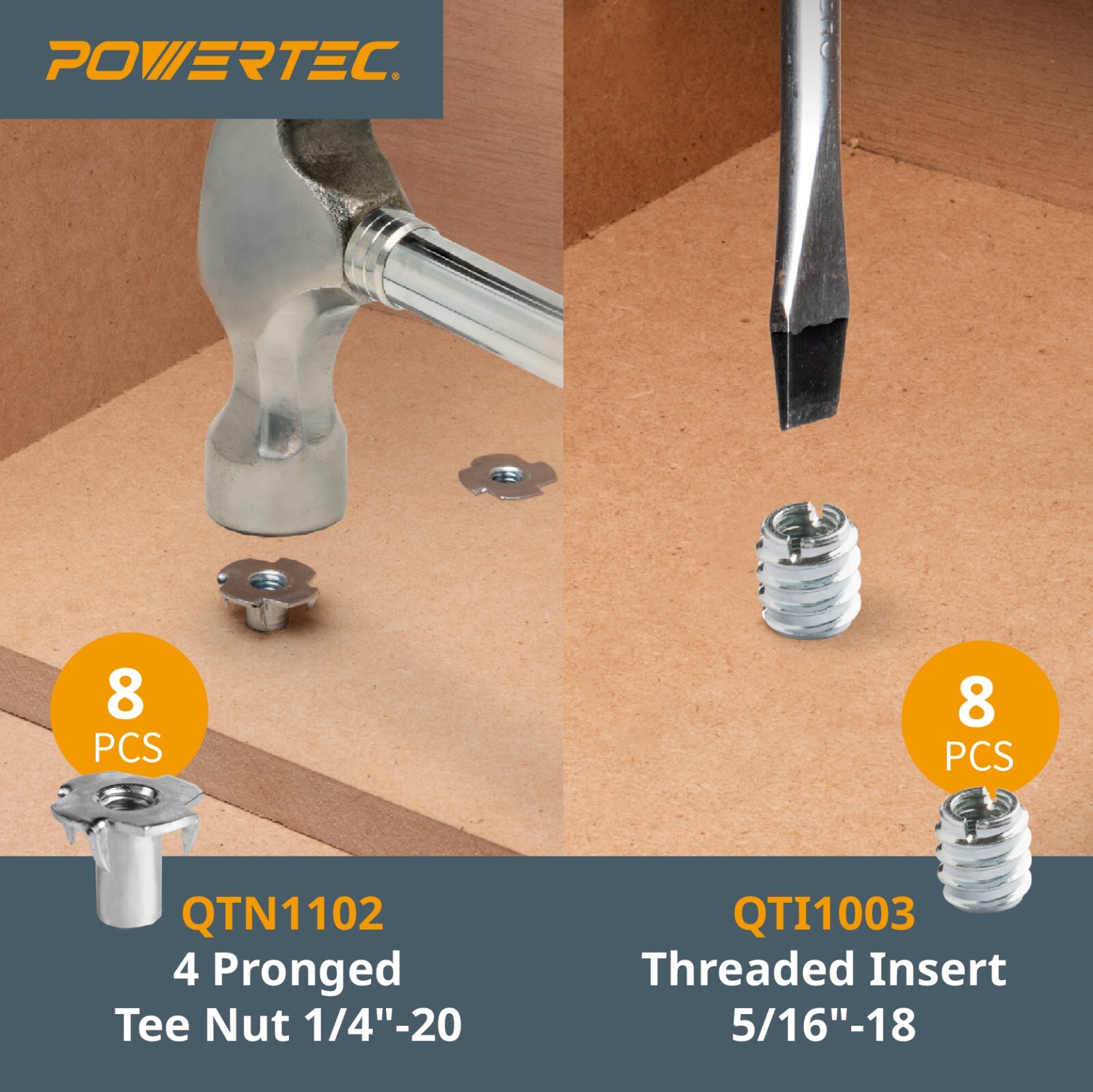 POWERTEC Jig and Fixture T-Track Hardware Kit w/Knobs and Threads, 46pcs (71173)