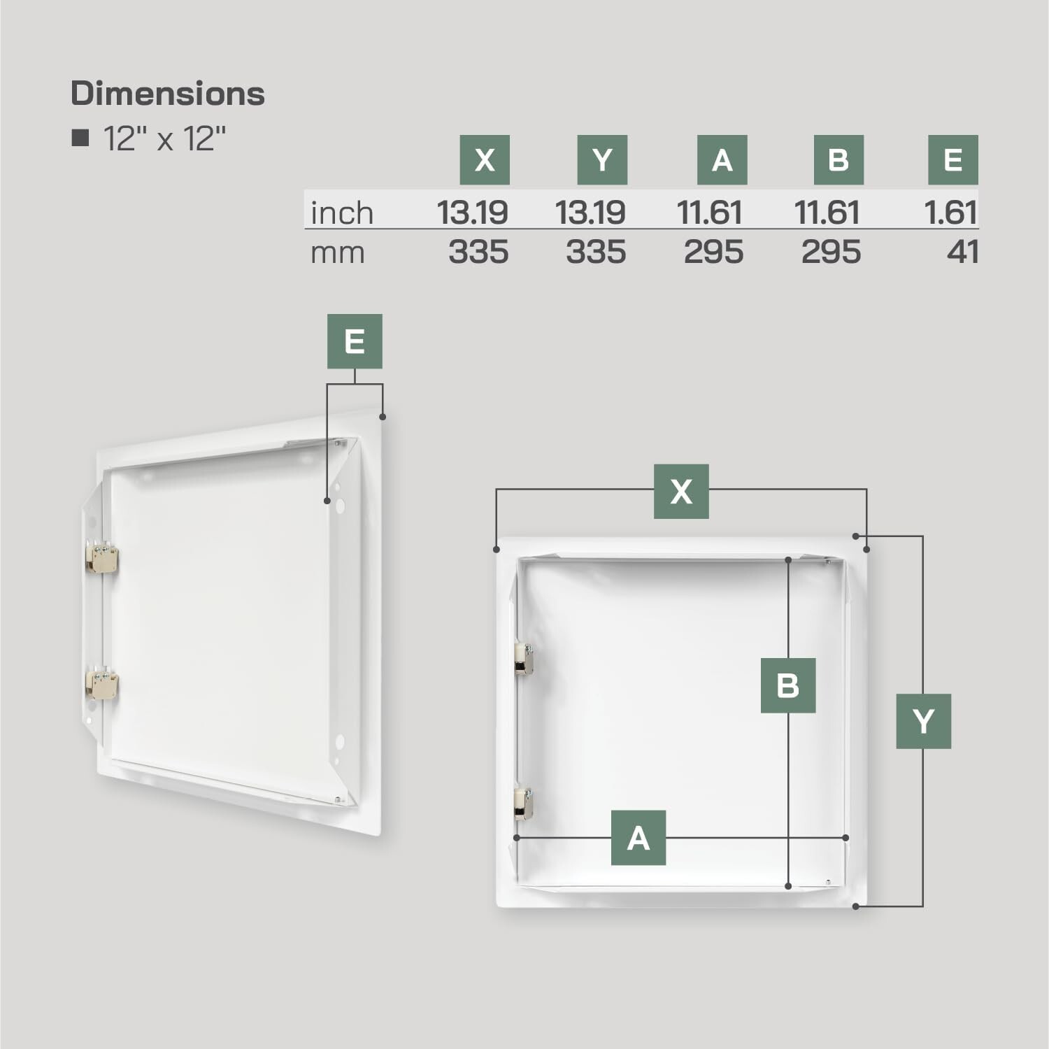 12'' x 12'' Inch White Metal Access Panel with Click Function - Easy Access Door