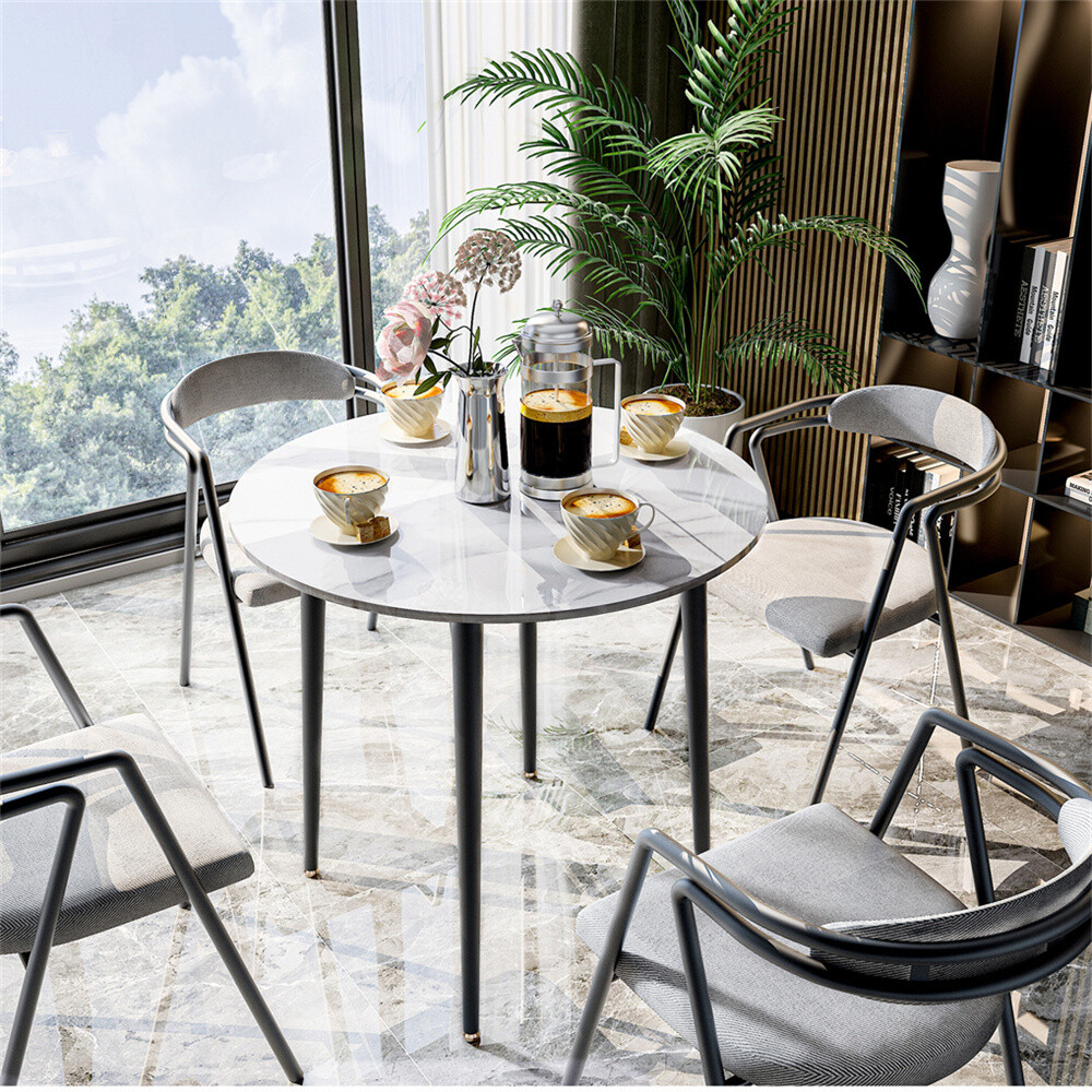 4-8 People Modern Dining Table Kitchen Expandable Gathering Table Marble Top US