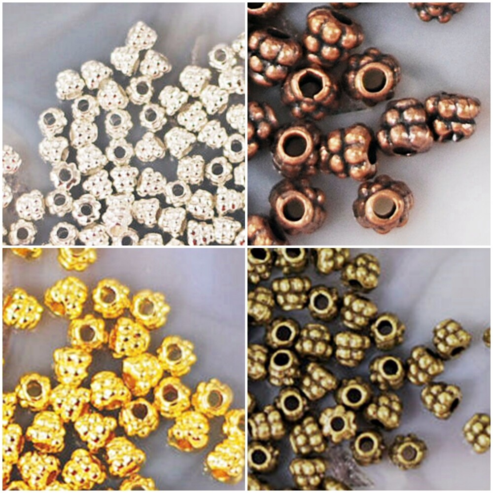Flower Cap Spacer Beads Jewelry Findings Gold Brass Silver Copper 120pcs 3x3x2mm