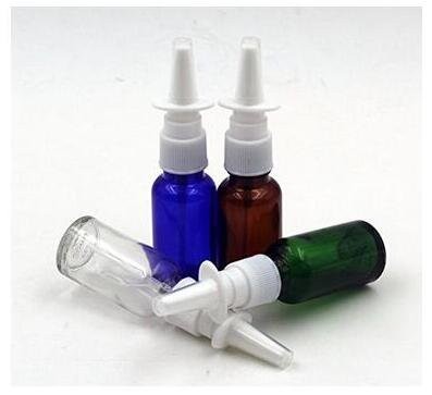 Erioctry 3Pcs 15Ml Empty Refillable Amber Glass Nasal Bottle Pump Clea