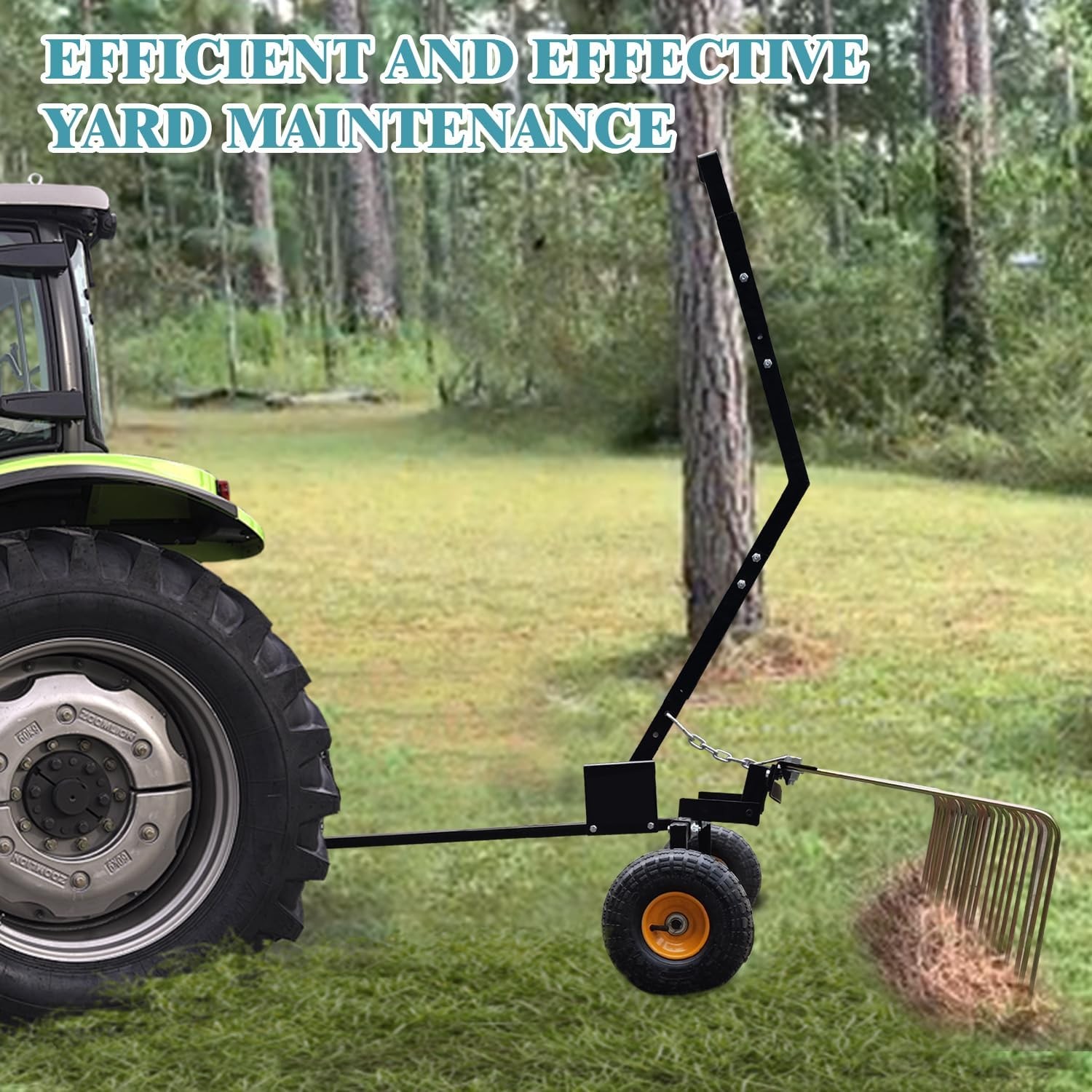 60" ATV UTV & Lawn Tractor Tow Behind Steel Landscape Rake Pull Dethatcher