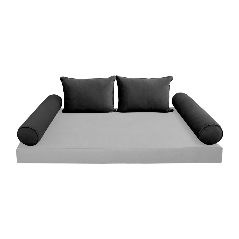 STYLE V4 Twin Velvet Pipe Trim Indoor Daybed Bolster Pillow |COVER ONLY| AD350