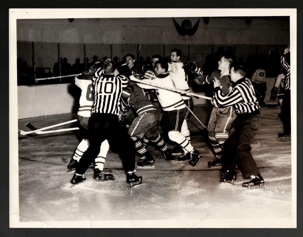 1950s Original Canadiens Maple Leafs Scuffle Game Photo Tim Horton Geoffrion!