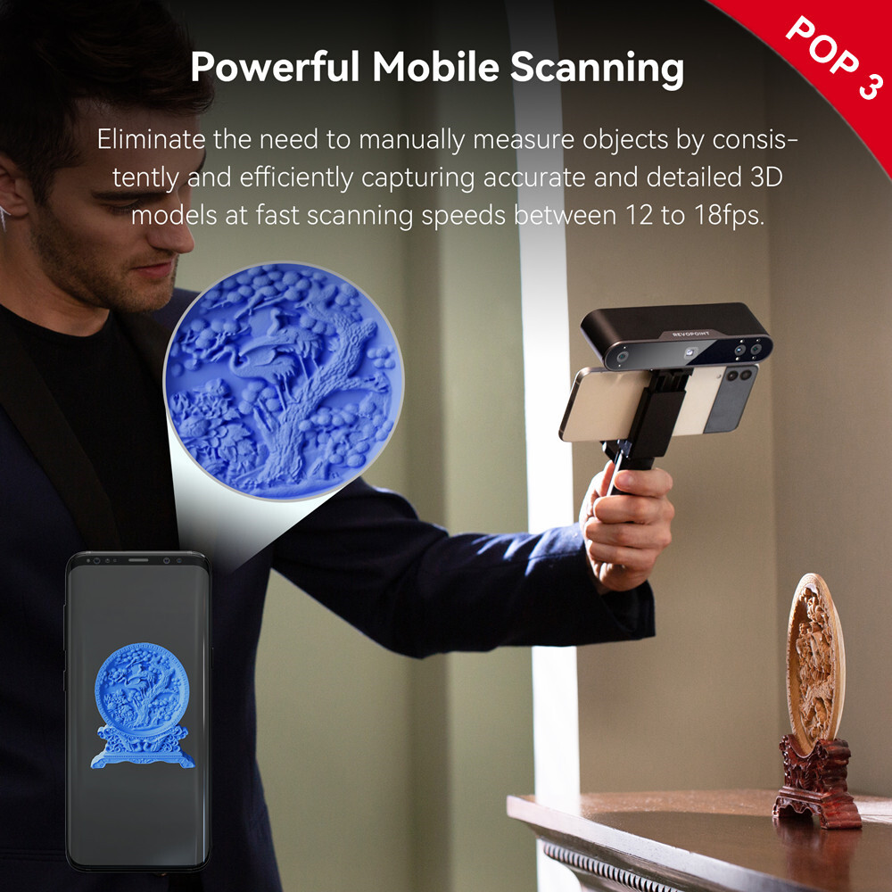 Revopoint Handheld 3D Scanner POP 3 POP 2 0.05 mm Precision for 3D Printing
