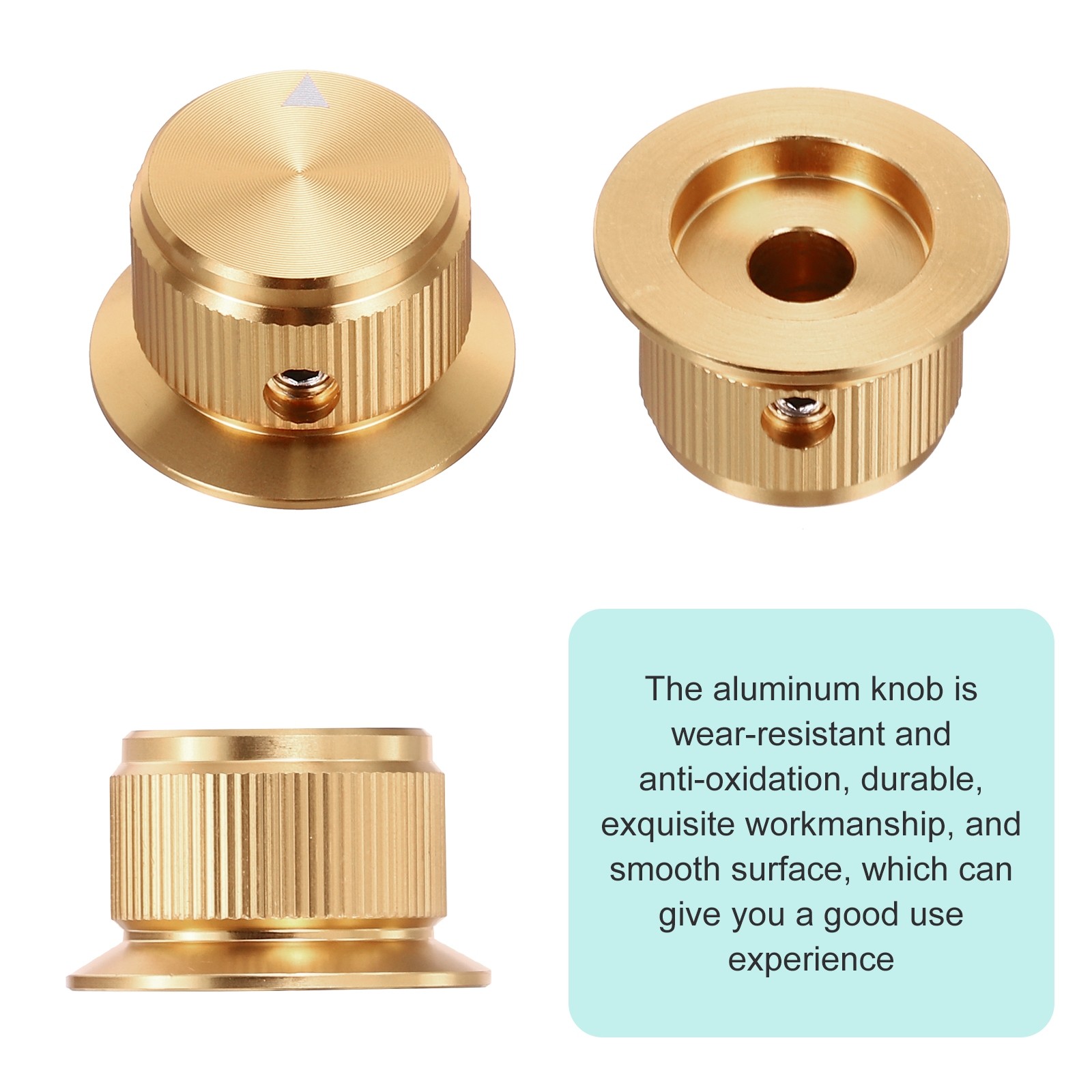 4Pcs Aluminium Potentiometer Knobs 1/4" Volume Tone Control Top Hat Gold