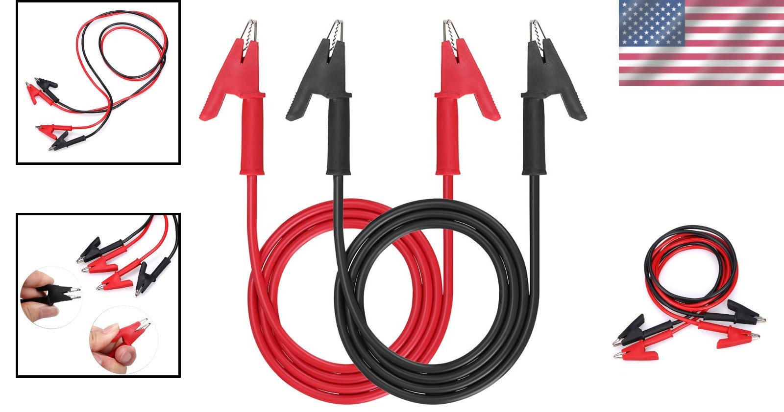 Flexible 3.3 ft Alligator Clip Leads - 15A for Reliable Electrical Testing