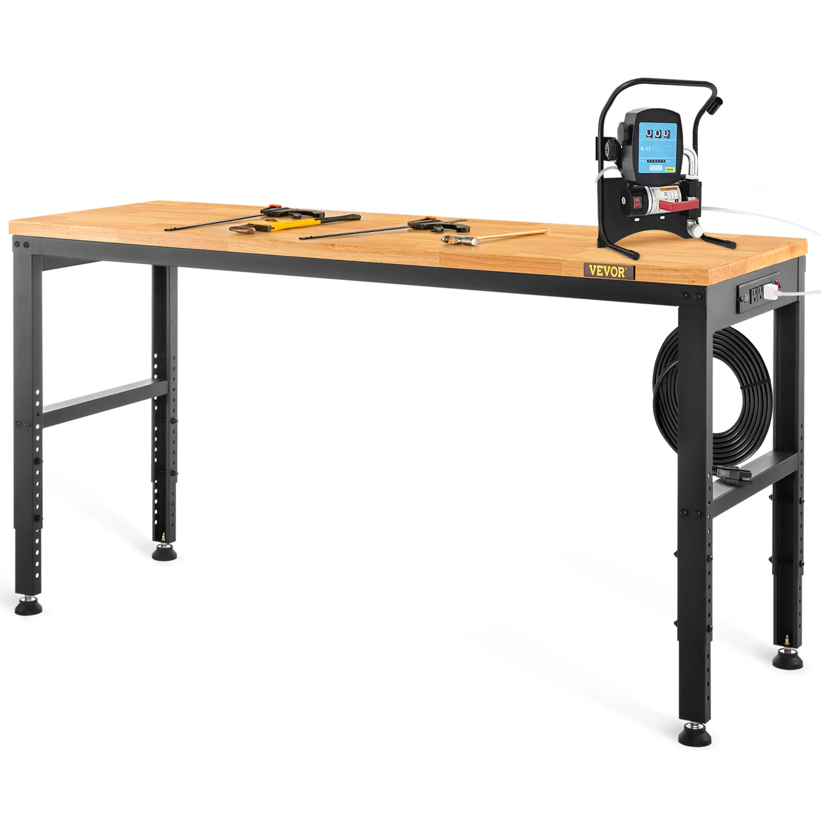 72cm Woodworking Workbench Adjustable Height Oak Wood Hardwood Top Work Table
