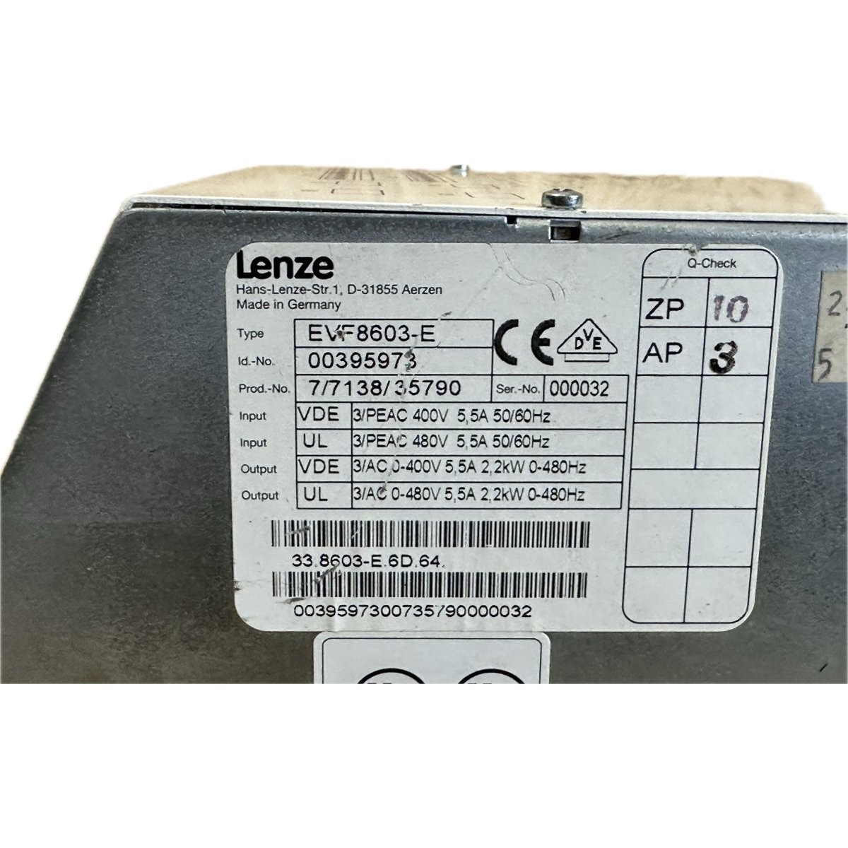 DJ468 Frequency Inverter Lenze 33.8603 E.6D.64.