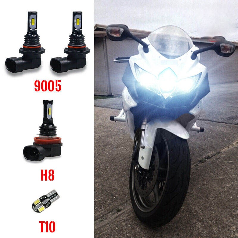 LED Headlight Park Light Bulbs Kit 4PC White For 2008 2009 Suzuki GSXR 600 750