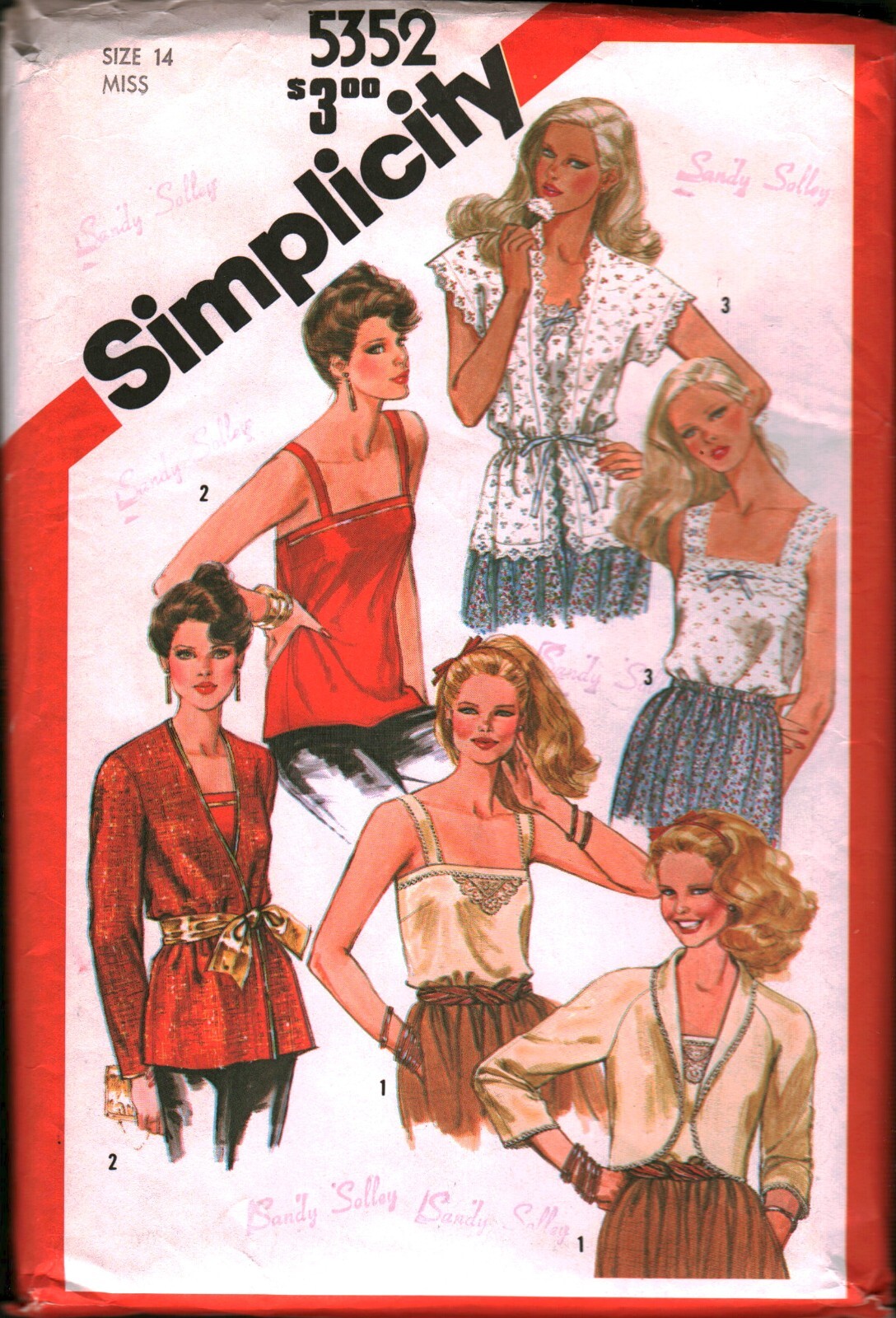 5352 Vintage Simplicity SEWING Pattern Misses 1980s Set of Camisoles Jackets OOP