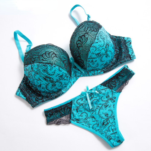 Sexy Thong Lace Push Up Bra Set Lingerie Sets Floral Big Size Bra Brief Sets