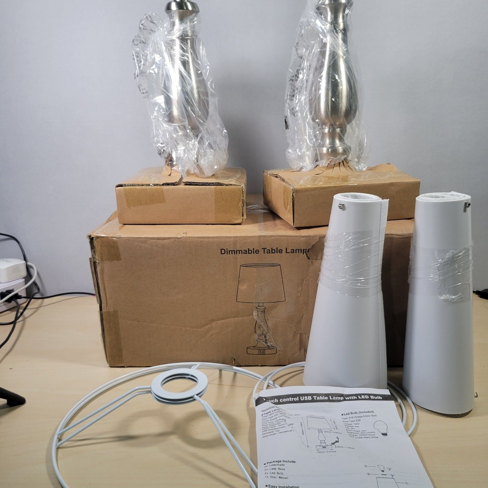 Touch Control Bedside Lamps with USB Charging Ports