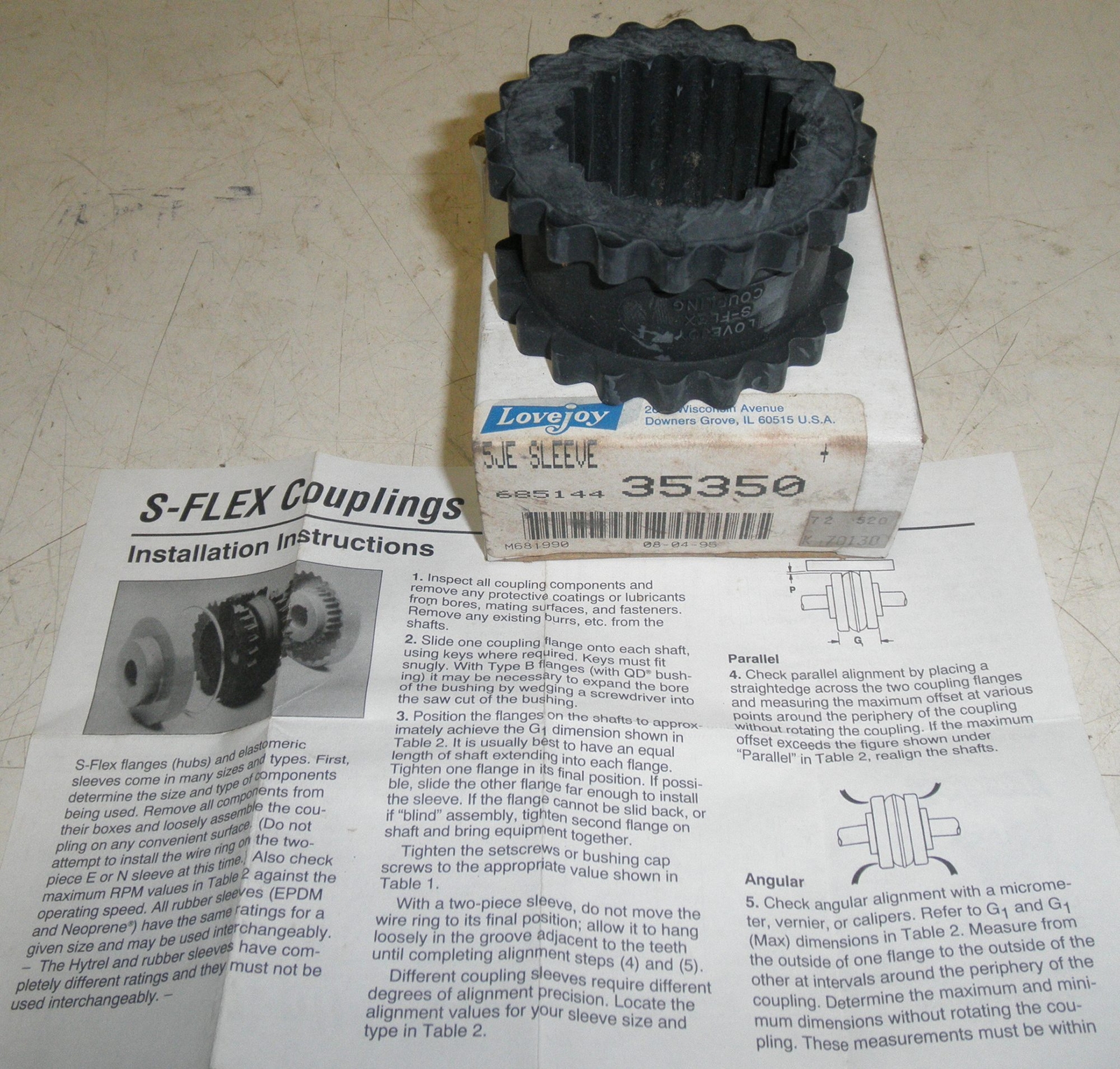 5JE Sleeve Lovejoy 685144 35350  TM3917-2 USAF 3010-00-941-8567 TACOM Sleeve;...