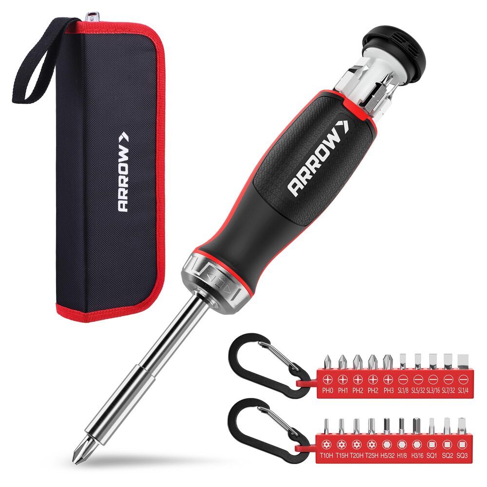 ARROW 27-IN-1 Multi Bit Ratcheting Screwdriver Phillips Slotted Torx Square Bits