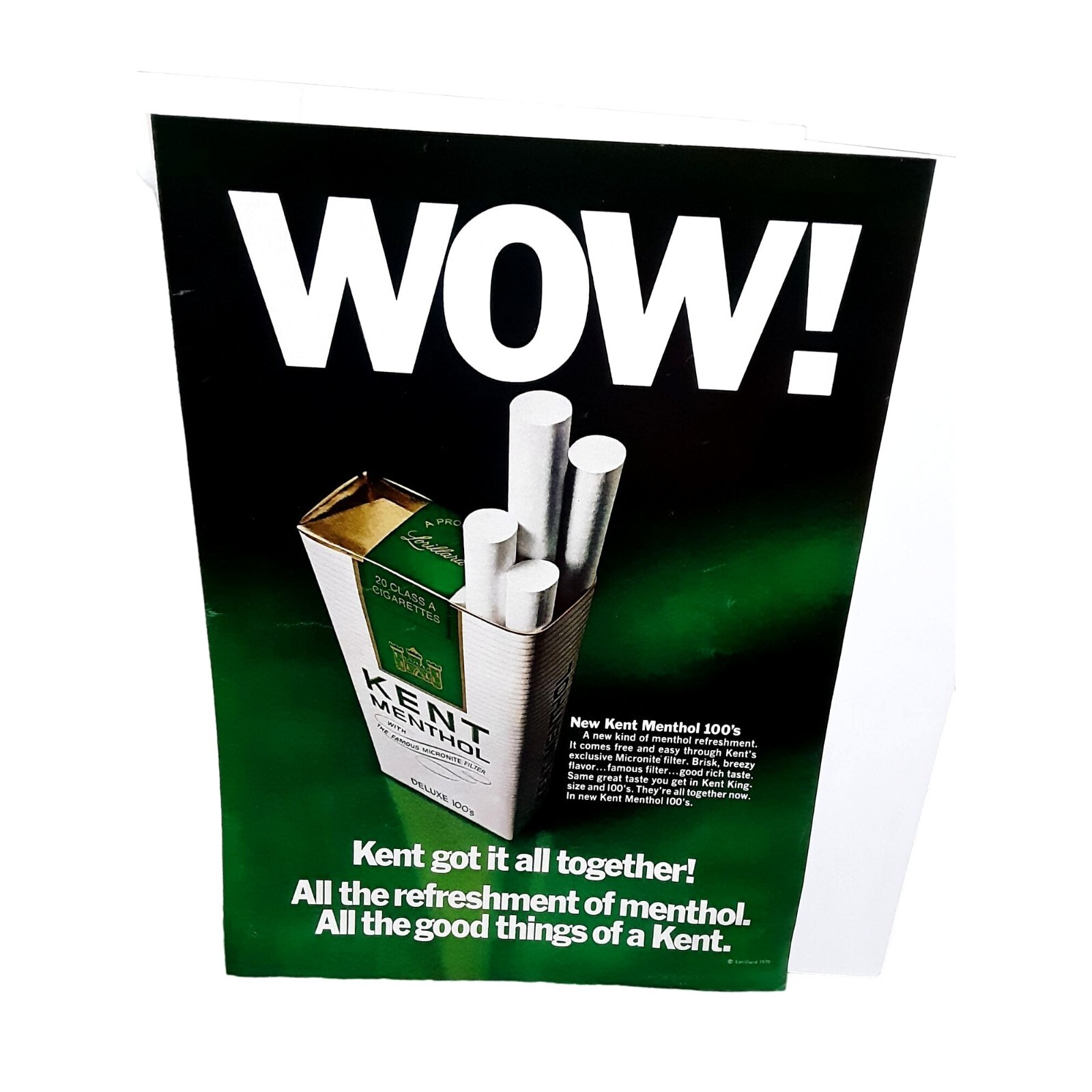1970 Kent Menthol Cigarettes Vintage Print Ad 70s