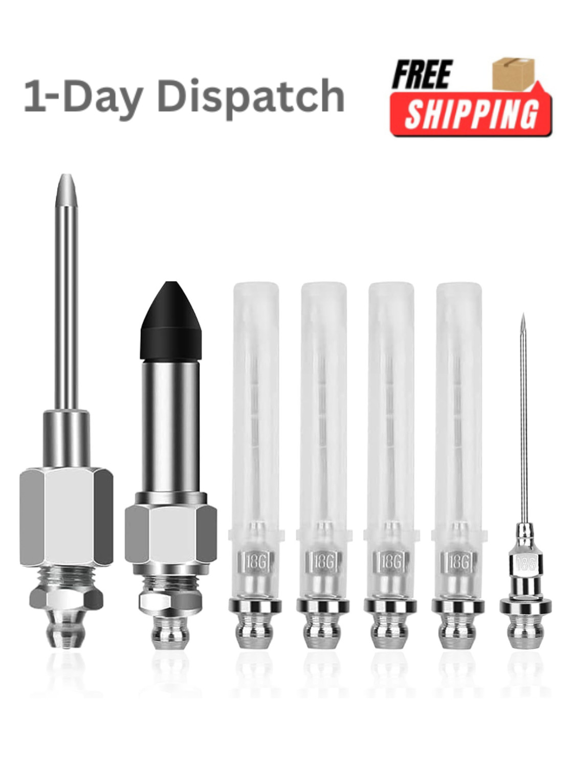 7PCS Grease Gun Needle Tip Kit Injector Nozzle Adapter for Tight Spaces