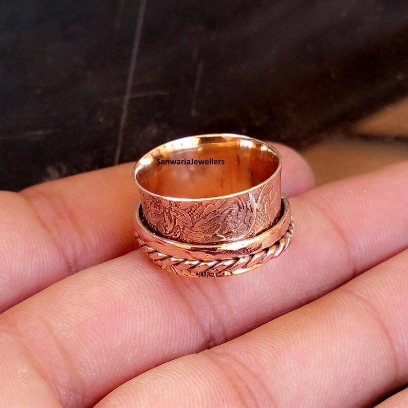 Handmade Copper Spinner Ring, Stacking Meditation Ring Woman Ring All Size
