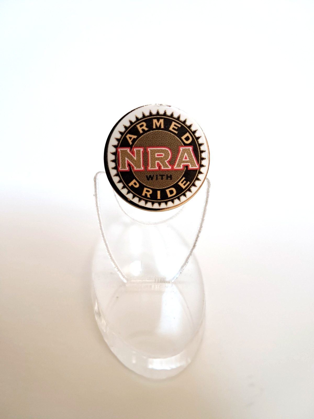 Handgun Firearm Gun Safe Shelf Display Rod - 7/8" NRA Armed Pride Enamel Topper