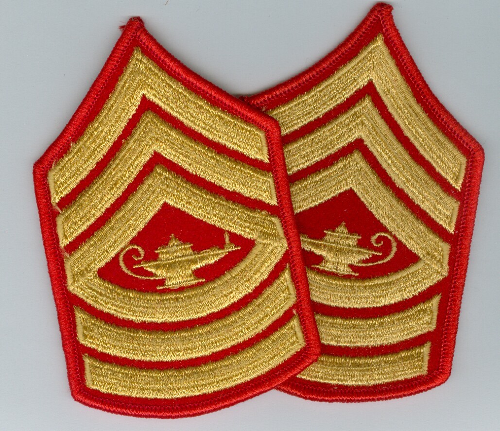 US Marine Corps JROTC First Sgt Patches Gold/Scarlet dress blue uniform cadet