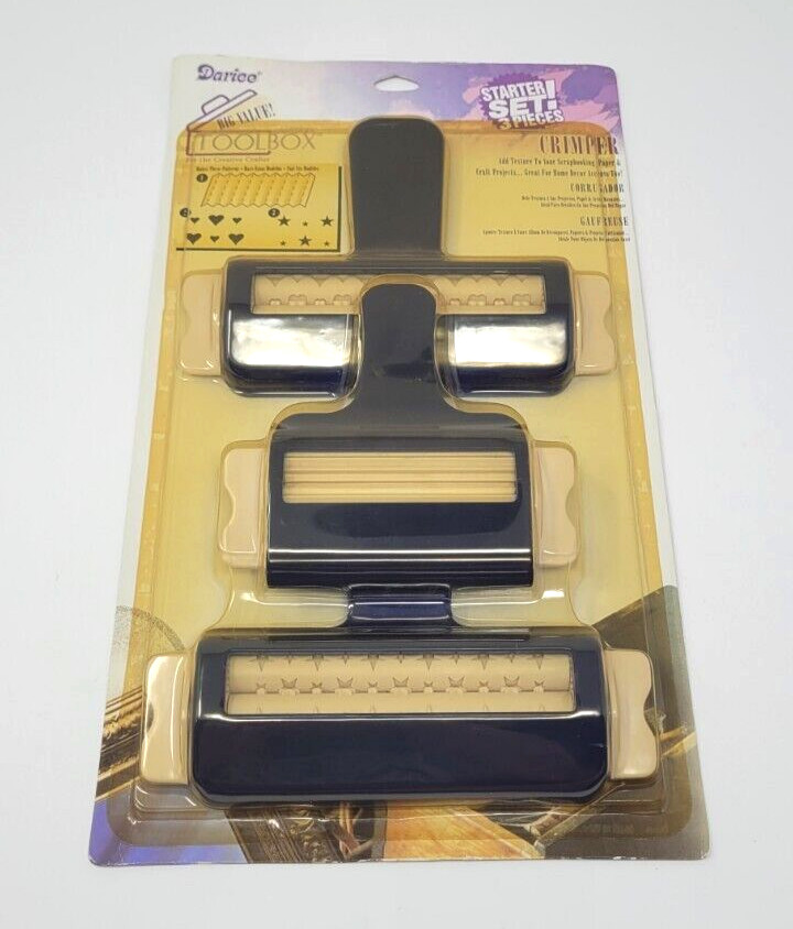 Darice Crafters Toolbox 3-Piece Crimper Set Hearts Stars and Corrugated Patterns