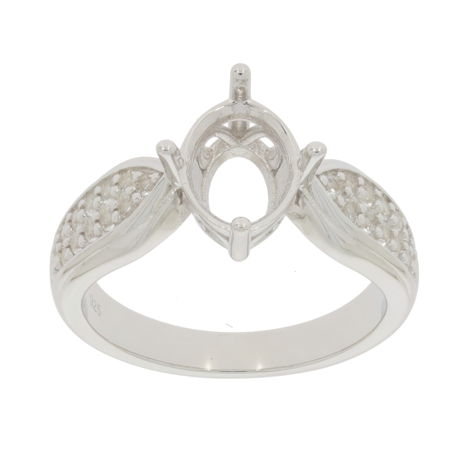 Sterling Silver Semi Mount Ring Setting Oval OV 9x7mm