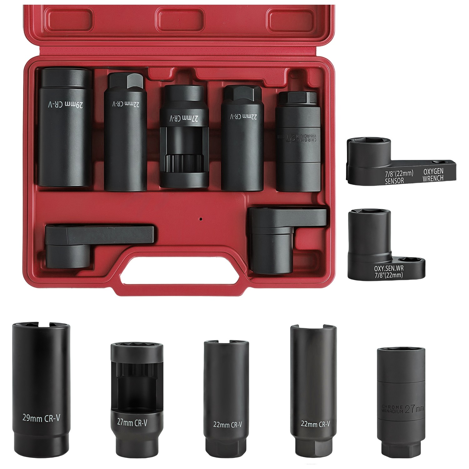 7PCS Automotive O2 Oxygen Sensor Socket Set Offset 02 Sensor Wrench Remover Tool