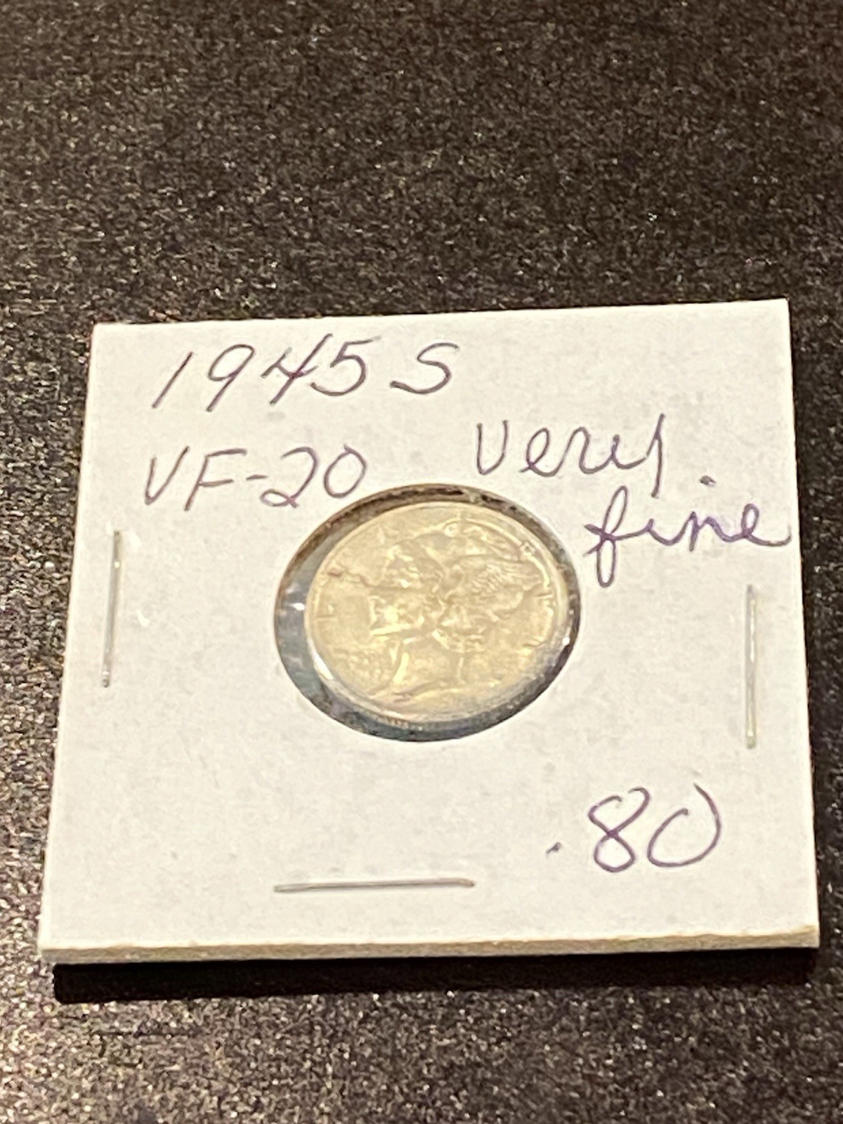 1945-S Silver Mercury Dime, Circulated Very Fine .90 Invest 🇺🇸