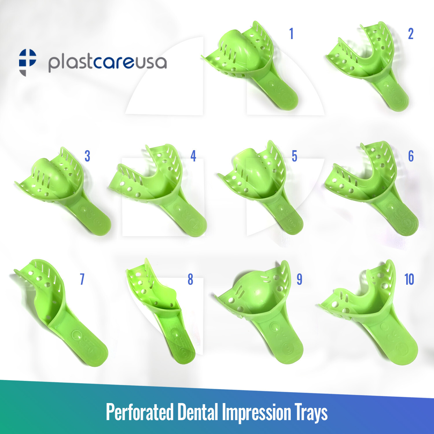 120 Autoclave Dental Perforated Plastic Impression Trays (Choose Size) (10 Bags)