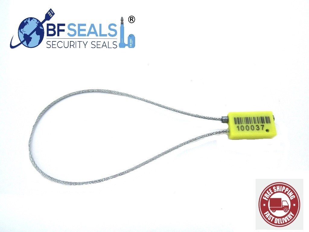 Cable Steel Lock Security Seal, 100 pcs., 12" 1.8 mm, Numbered & Barcode BFS