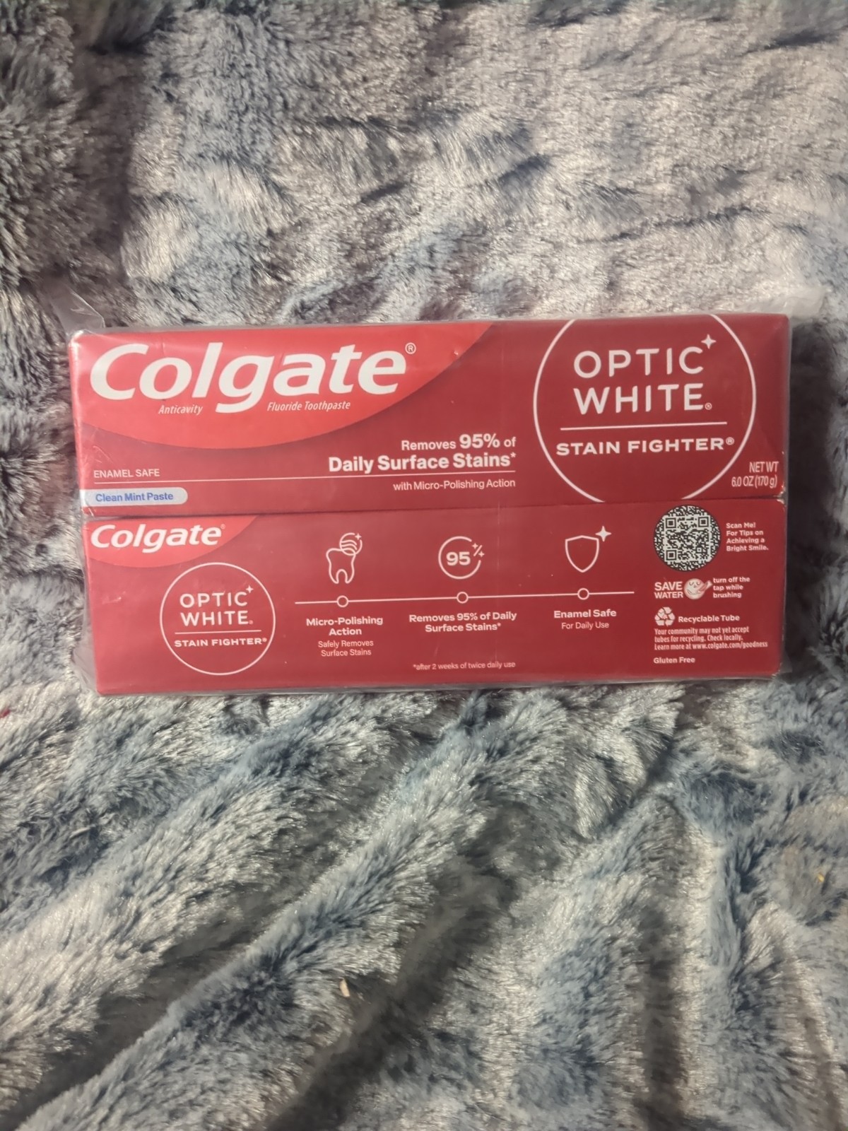 2 Optic White Colgate  Toothpaste Stain Fighter Fresh Mint Gel 6oz Baking Soda