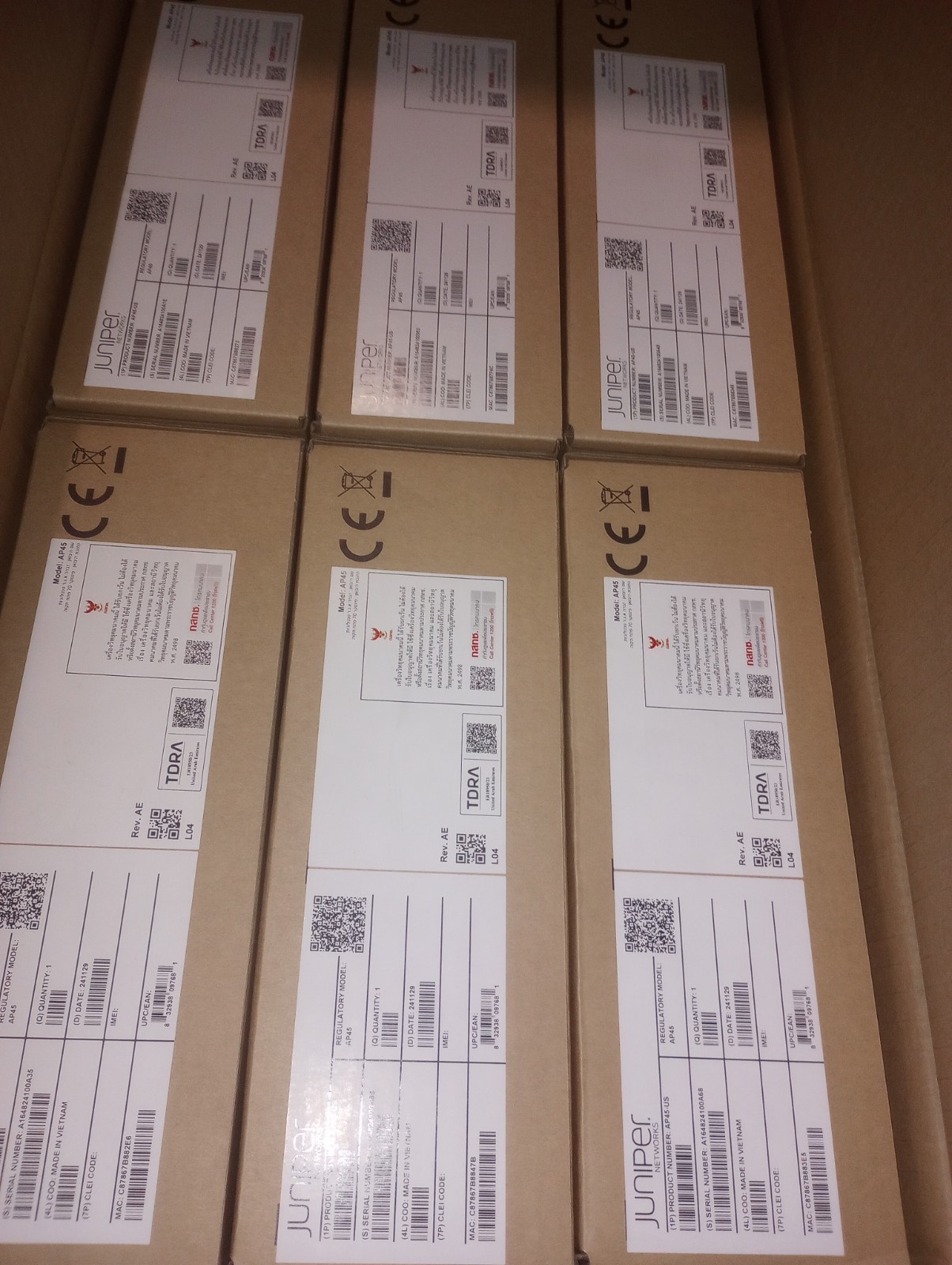 LOT of 6 NEW Juniper AI AP45-US Wi-Fi 6E Wireless Access Point 802.11ax