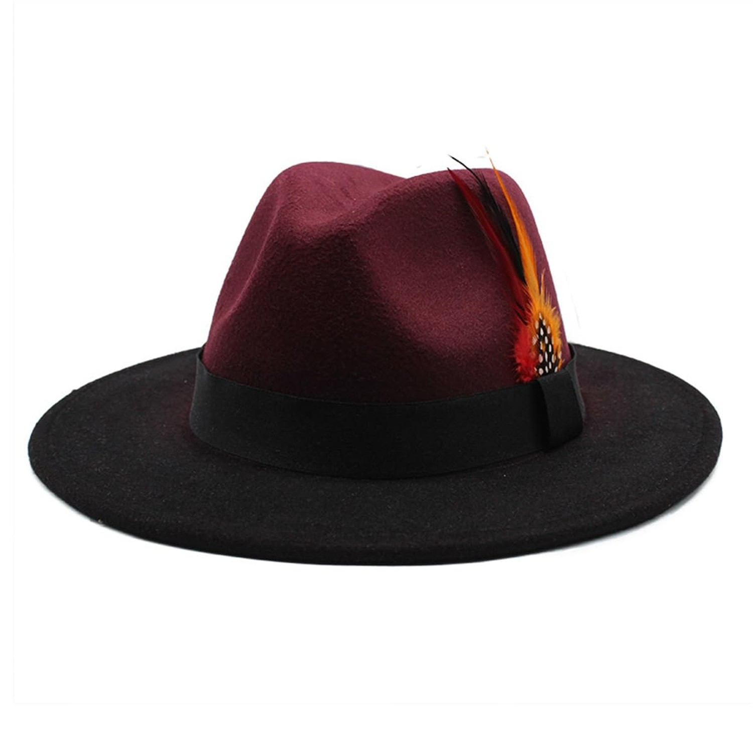 Fedora Hat for Men and Women, Classic Woolen Adjustable Felt Panama Hat with ...
