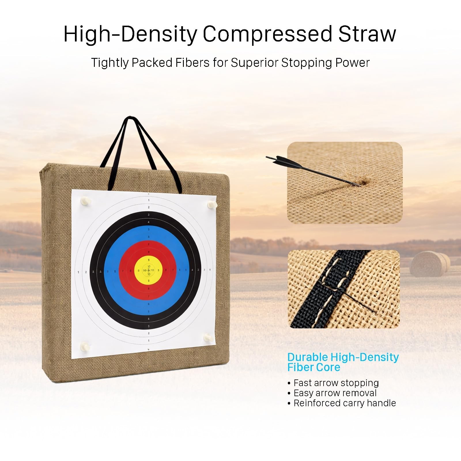 20" Durable Straw Archery Target for Backyard Practice, Easy Arrow Removal, High