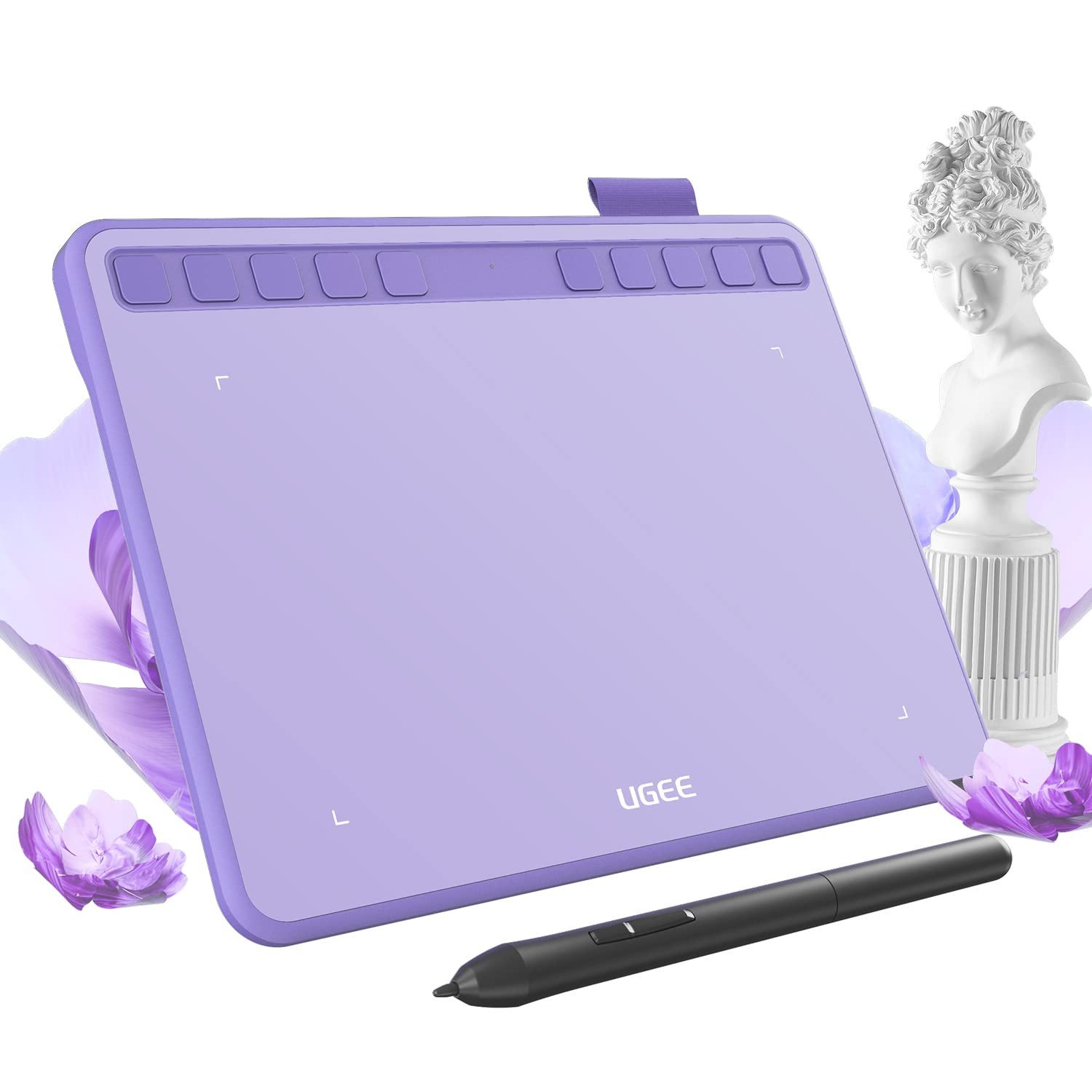 Tableta Grafica de Dibujo Morada 6.5 x 4 Pulgadas con 10 Teclas de Atajo