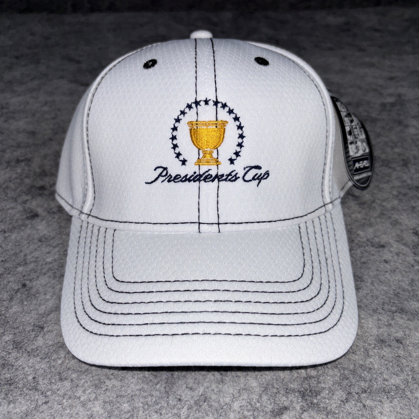 NWT Ahead Tech Presidents Cup White Hat PGA Golf Embroidered Logo Cap Adjustable