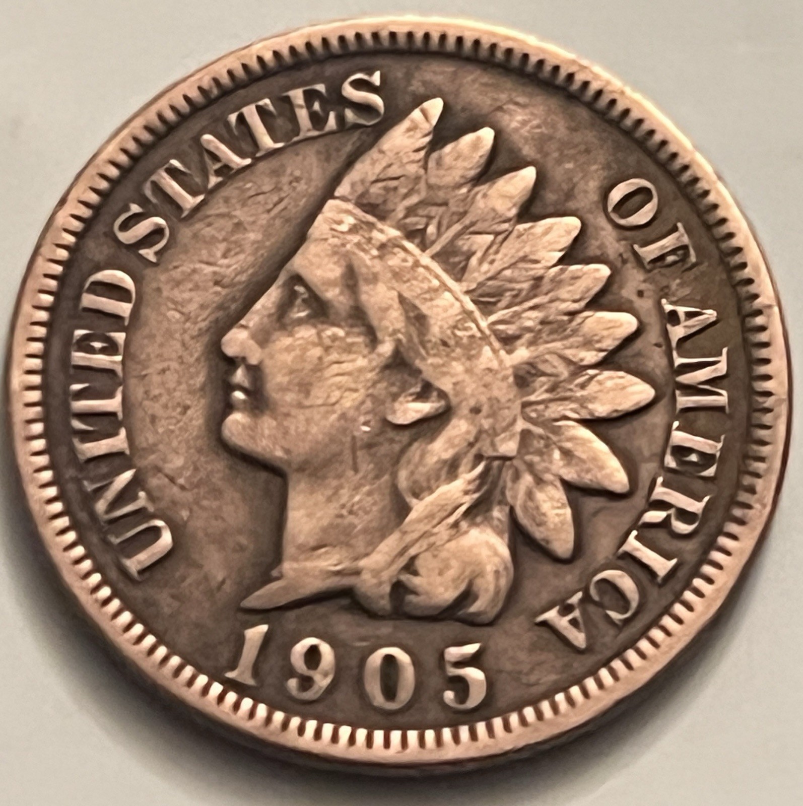 1905 Indian Head Cent Penny VF Partial Liberty Philadelphia BN427