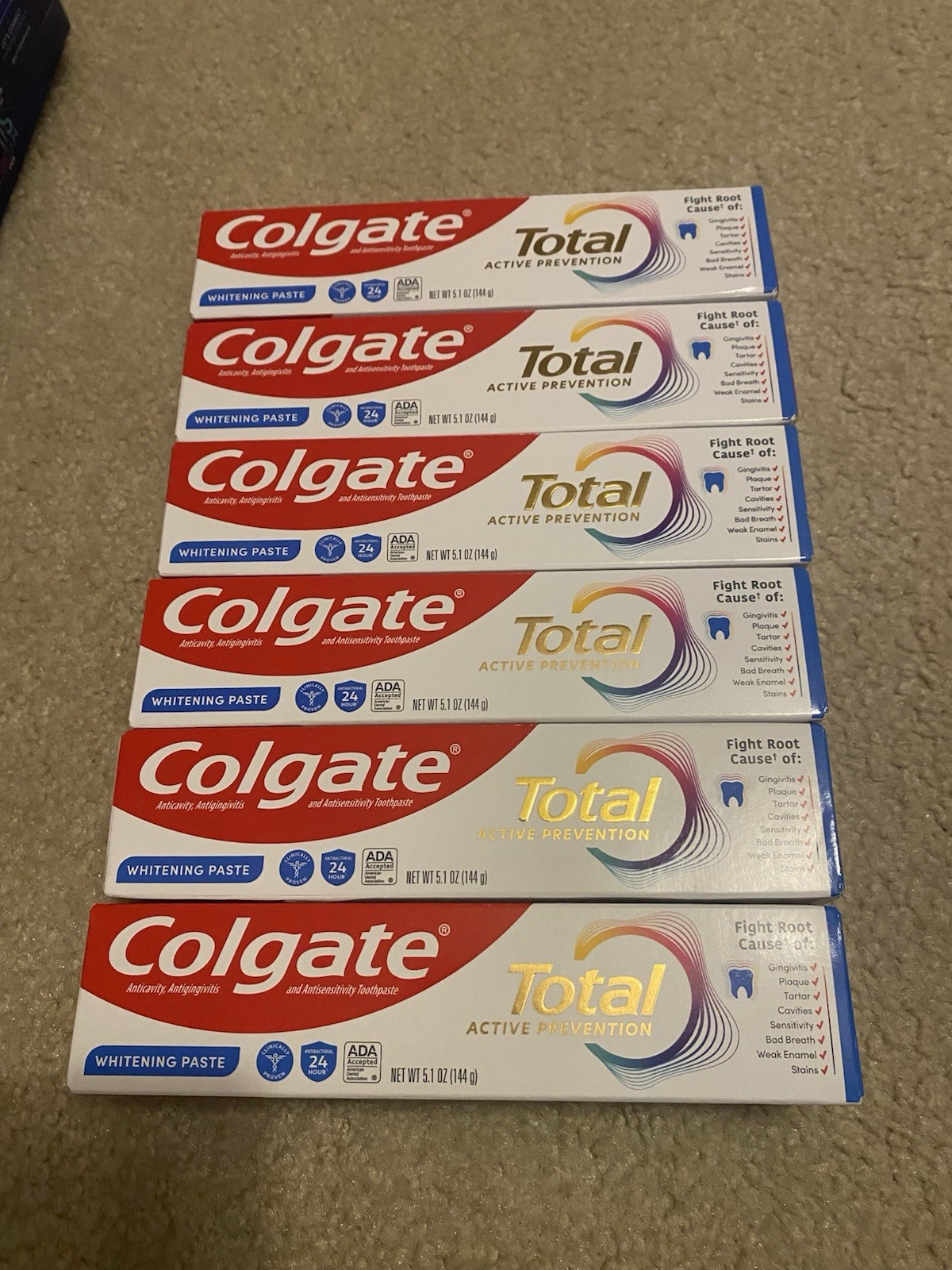 6 Colgate Total Whitening Paste Toothpastes 5.1oz. (exp. 2028)