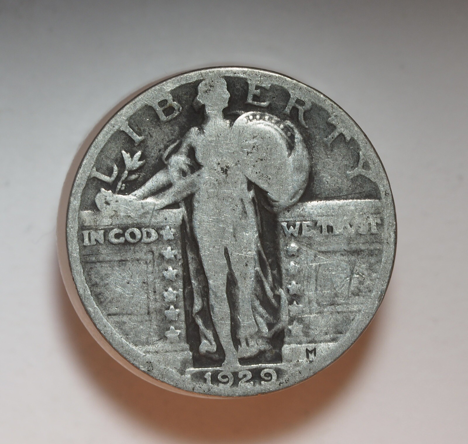 1929 P STANDING LIBERTY QUARTER DIE CLASHED E OBVERSE, Error