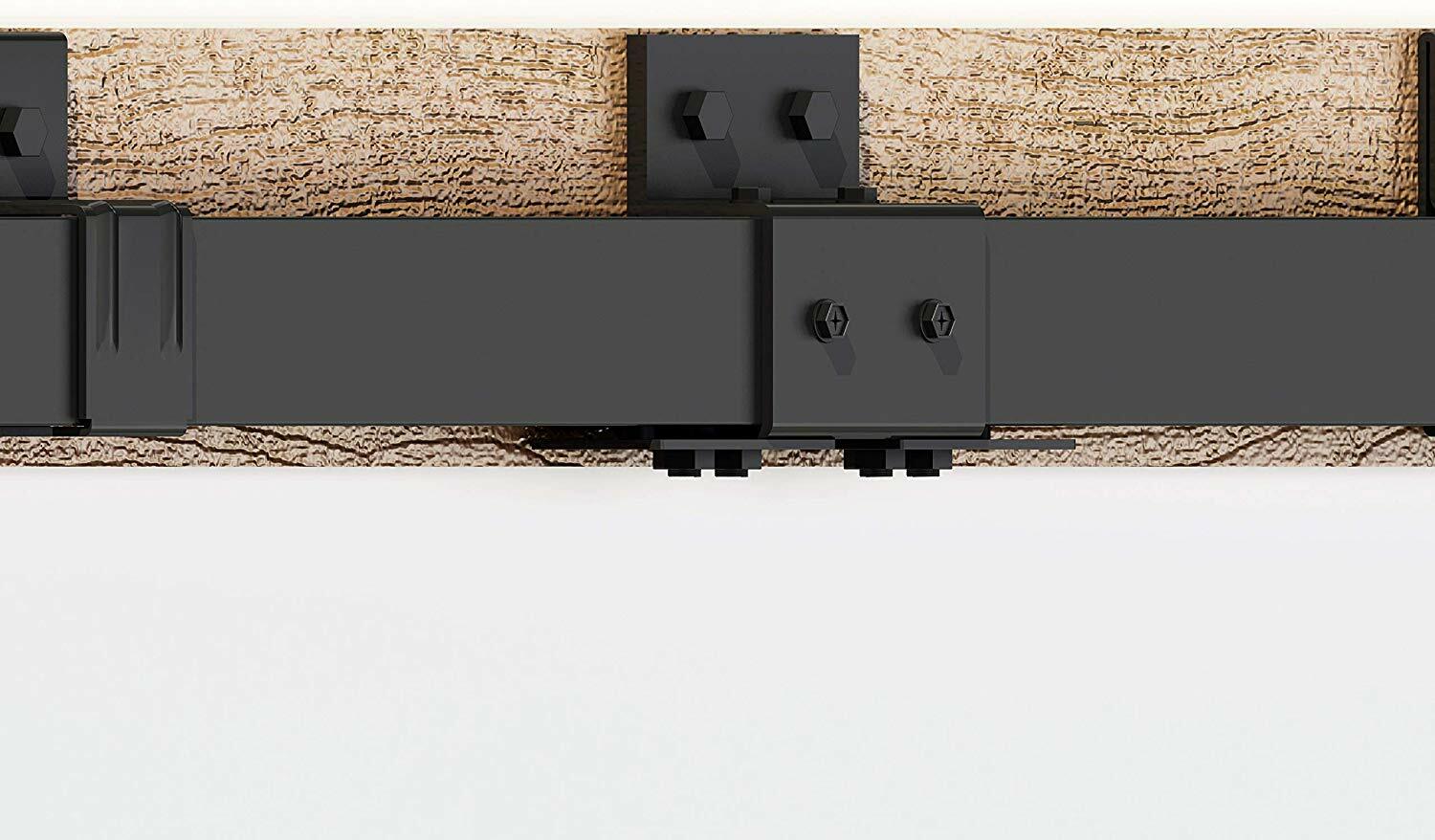 Exterior Double Sliding Barn Door Hardware Black Box Track Wall Mount Bracket