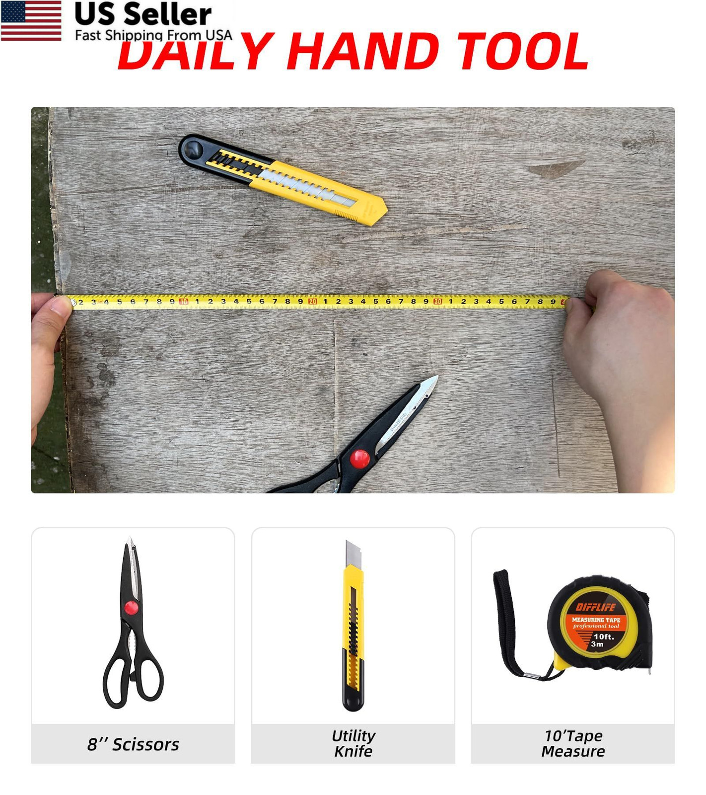 DIFFLIFE 40-Piece Tool Set - General Household Hand Kit with Plastic...