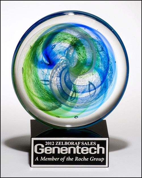 7.25" ART GLASS EMPLOYEE OF THE MONTH RECOGNITION RETIREMENT AWARD TROPHY T^2107